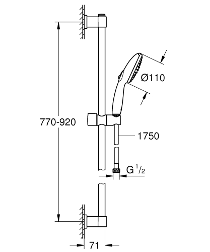 Grohe Vitalio Start 110 rudas zuhanyszett 2 funkciós, króm 26954001