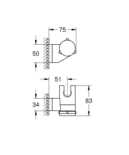 Grohe Vitalio Universal Fali kézizuhany tartó, króm 26183001