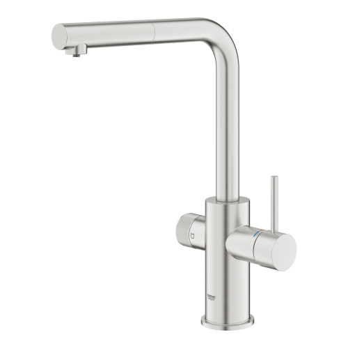 GROHE Blue Pure Minta egykaros mosogató csaptelep vízszűrő funkcióval kihúzható gyöngyöztetővel supersteel 30601DC0