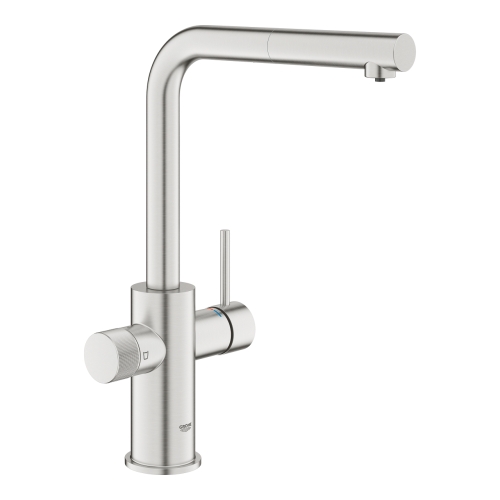 GROHE Blue Pure Minta egykaros mosogató csaptelep vízszűrő funkcióval kihúzható gyöngyöztetővel supersteel 30601DC0