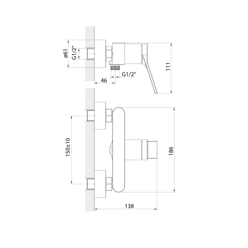 Sapho AQUALINE BOLERO zuhanycsaptelep, króm BC011