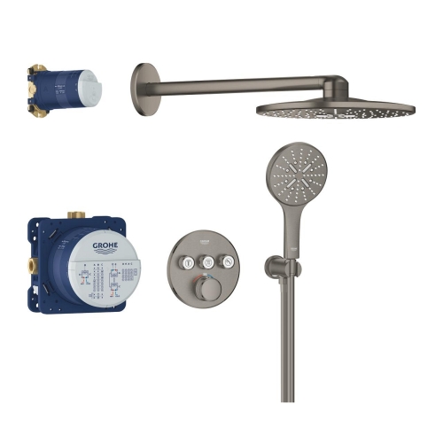 Grohe Grohtherm SmartControl falsík alatti termosztátos zuhanyrendszer Rainshower SmartActive 310 fejzuhannyal, Brushed Hard Graphite 34863AL0