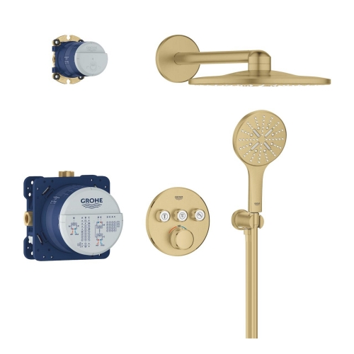 Grohe Grohtherm SmartControl falsík alatti termosztátos zuhanyrendszer Rainshower SmartActive 310 fejzuhannyal, Brushed Cool Sunrise 34863GN0