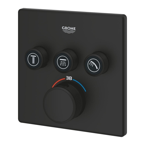 Grohe Grohtherm SmartControl termosztátos falsík alatti kezelő, 3 fogyasztóhoz phantom black 102167KF00