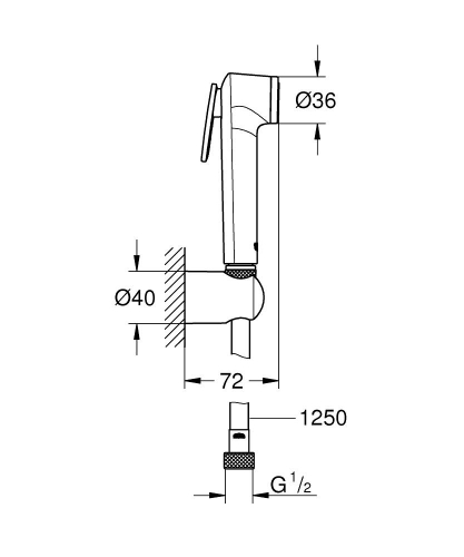 Grohe Tempesta-F Trigger Spray 30 falitartós zuhanygarnitúra, 1 féle vízsugaras kézizuhannyal, matt fekete 1025302431