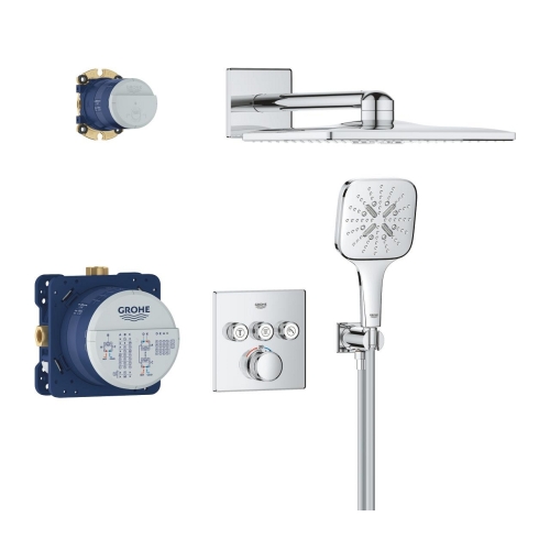 Grohe Grohtherm SmartControl falsík alatt zuhanyrendszer Rainshower SmartActive 310 Cube fejzuhannyal, króm 34864000