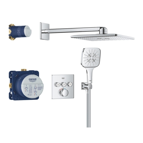 Grohe Grohtherm SmartControl falsík alatt zuhanyrendszer Rainshower SmartActive 310 Cube fejzuhannyal, króm 34864000