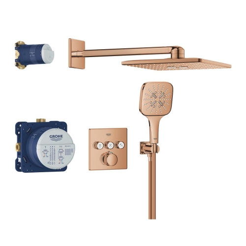 Grohe Grohtherm SmartControl falsík alatt zuhanyrendszer Rainshower SmartActive 310 Cube fejzuhannyal, Warm Sunset 34864DA0