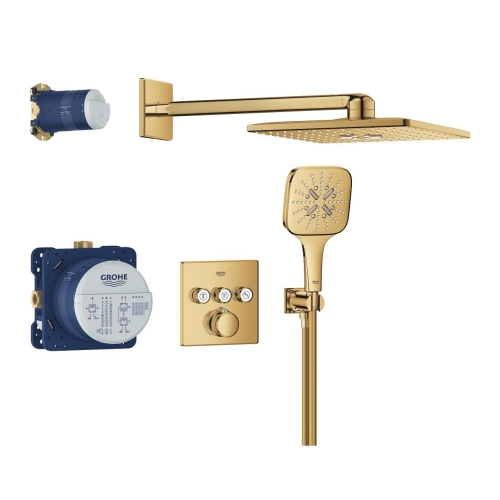 Grohe Grohtherm SmartControl falsík alatt zuhanyrendszer Rainshower SmartActive 310 Cube fejzuhannyal, Cool Sunrise 34864GL0