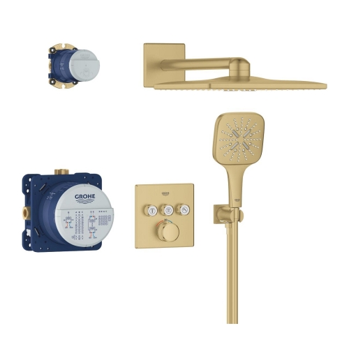 Grohe Grohtherm SmartControl falsík alatt zuhanyrendszer Rainshower SmartActive 310 Cube fejzuhannyal, Brushed Cool Sunrise 34864GN0