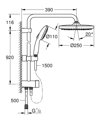 Grohe Tempesta System 250 Flex zuhanyrendszer diverterrel, króm 26675001