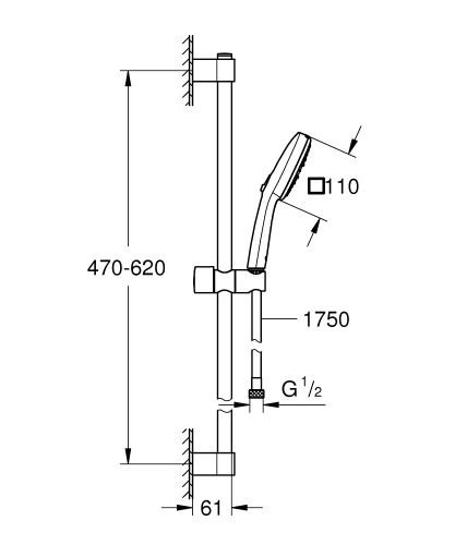 Grohe Tempesta Cube 110 rudas zuhanyszett 3 funkciós, króm 27579003