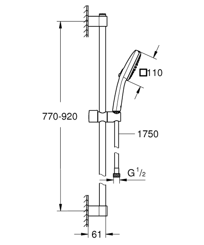 Grohe Tempesta Cube 110 rudas zuhanyszett 2 funkció, króm 27788003