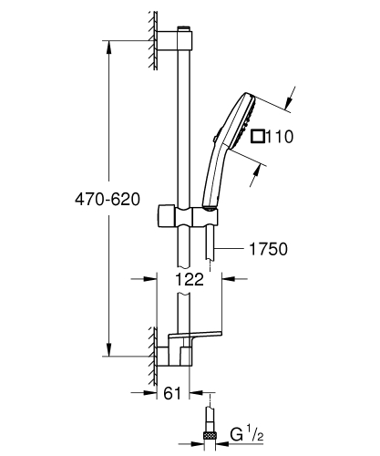 Grohe Tempesta Cube 110 rudas zuhanyszett polccal 2 funkció, króm 27928003