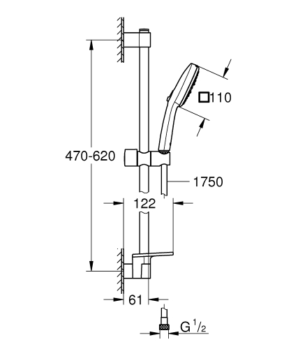 Grohe Tempesta Cube 110 rudas zuhanyszett polccal 3 funkció, króm 27929003