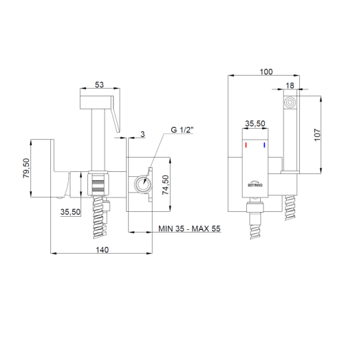 Invena falsík alatti bide csaptelep, arany BP-K0-B09-L