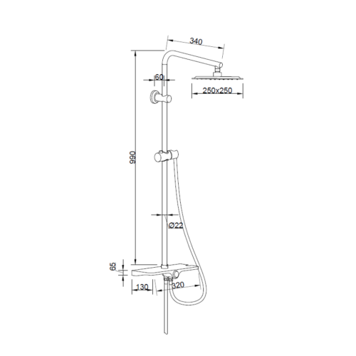 Invena Svart Basic zuhanyrendszer, matt fekete AU-85-D04-X