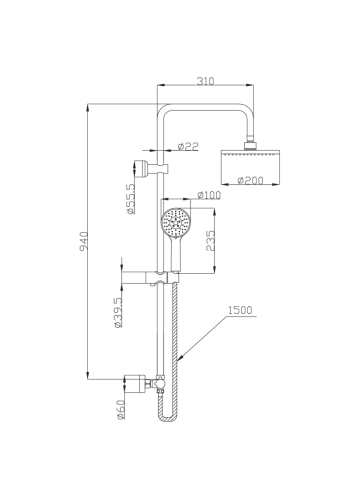 Invena Esla termosztátos zuhanyrendszer, króm AU-94-D01-C