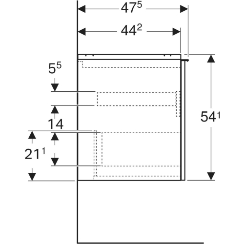 Geberit Acanto 60 cm alsó szekrény mosdóhoz, üveg láva 503.003.JK.2