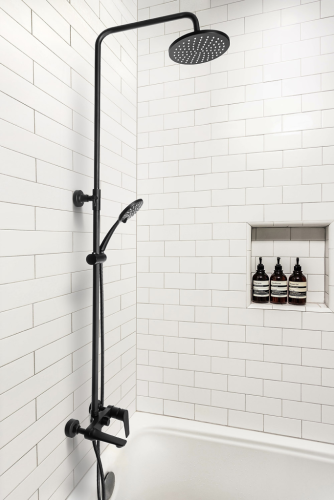 Invena Dokos kádtöltős zuhanyrendszer, matt fekete AU-19-B04-V