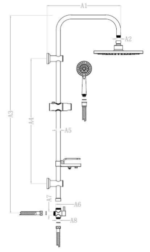 Invena Corso zuhanyrendszer, króm AU-23-001-C