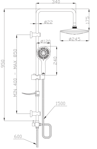 Invena Socho zuhanyrendszer, króm AU-59-001-C