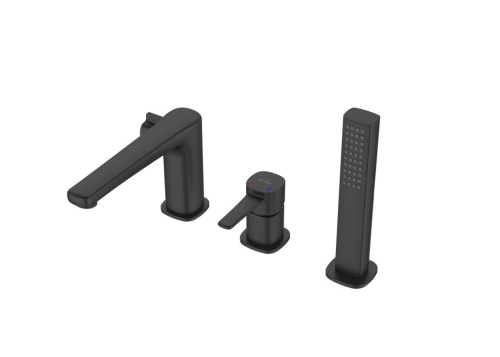 Invena Glamour három lyukas perembe építhető kádcsaptelep, matt fekete BW-02-S04-V