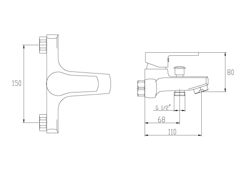 Invena Verso kádcsaptelep, króm BW-82-001-C