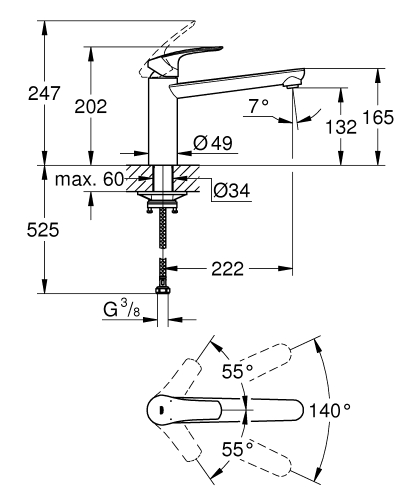 Grohe Eurosmart egykaros mosogatócsap, króm 30463000