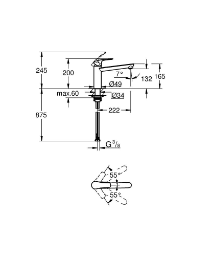 Grohe Eurosmart egykaros fali mosogatócsap ablak elé szereléshez, króm 30617000