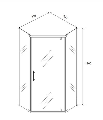 Sanotechnik ötszögletű 90x90 sarokkabin pivot ajtóval, króm SW190C