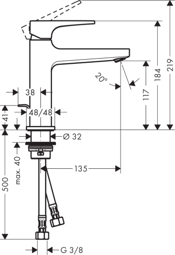 Hansgrohe Metropol egykaros mosdócsaptelep 110, automata lefolyógarnitúrával, króm 32506000