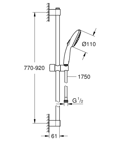 Grohe Tempesta 110 rúdas zuhanyszett két funkciós kézizuhannyal, króm 26163003