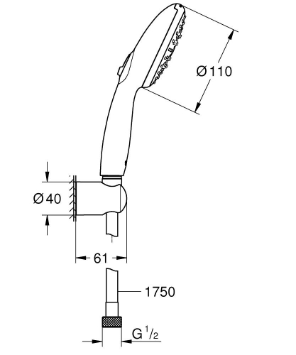 Grohe Tempesta 100 zuhanyszett fix tartóval 3 funkciós kézizuhannyal, króm 26639003