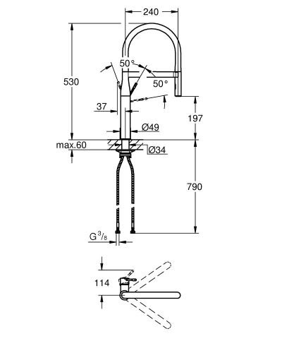 Grohe Essence egykaros mosogató csaptelep, króm 30503000