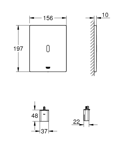 Grohe Tectron Bau E Infravörös elektronika WC öblítőtartályhoz elemes, króm 39882000