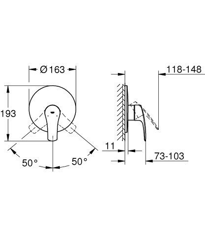 Grohe Eurosmart egykaros falsík alatti zuhanycsaptelep, króm 19451003