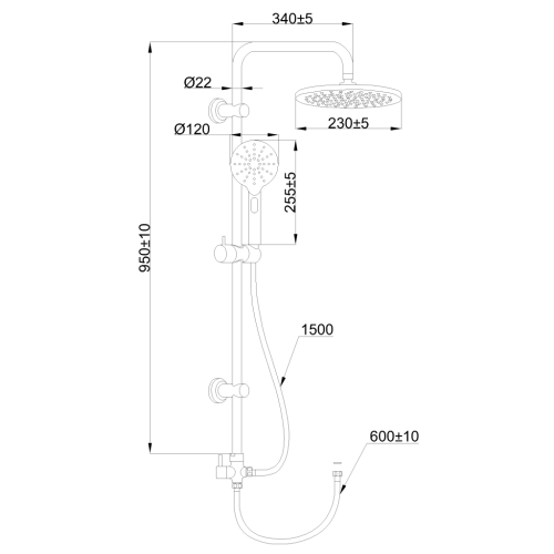 Invena Black zuhanyrendszer, matt fekete AU-03-D04-C