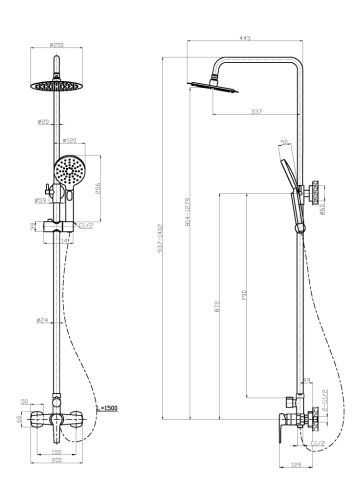 Invena Fira zuhanyrendszer, matt fekete AU-71-D04-V