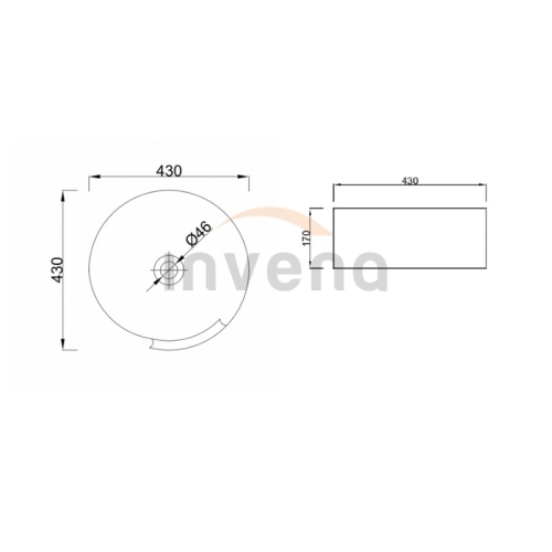 Invena Hora pultra ültethető mosdó 43 cm, fehér CE-23-001-W