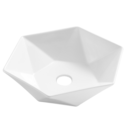 Invena Naksos hatszögletű pultra ültethető mosdó 53,5x46,5 cm, fehér CE-55-001-C