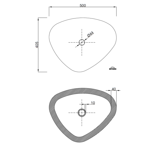 Invena Trigono pultra ültethető mosdó 50x40,5 cm, fehér CE-58-001-W