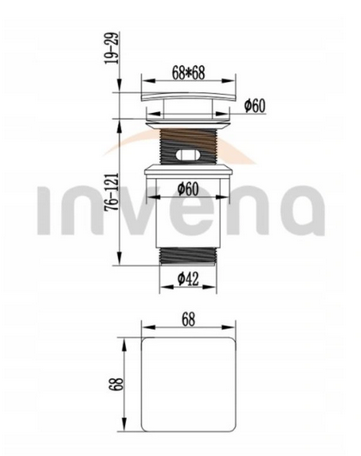 Invena click-clack leeresztő túlfolyós mosdóhoz, matt fekete SC-B1-139-L