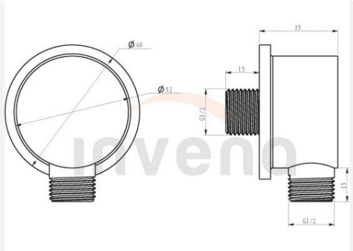 Invena kerek fali könyök, króm SC-B1-010-H