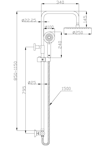 Invena Imola termosztátos zuhanyrendszer, króm AU-11-001-Q
