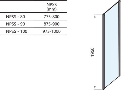 Ravak Nexty NPSS-90 fix oldalfal, fehér+transparent 90O70100Z1