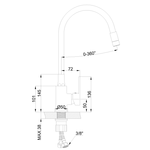 Invena Ksanti mosogató csaptelep flexi kifolyóval fekete BZ-37-004-L