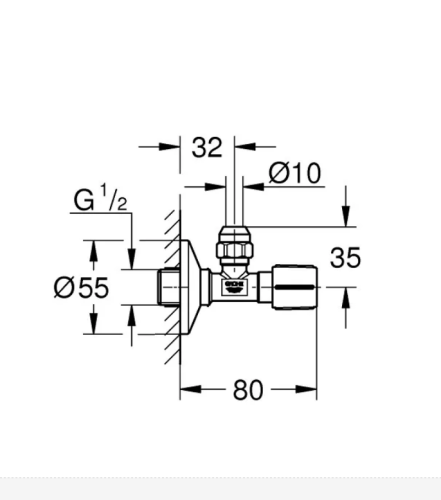 Grohe sarokszelep 1/2-3/8, brushed hard graphite 22037AL0