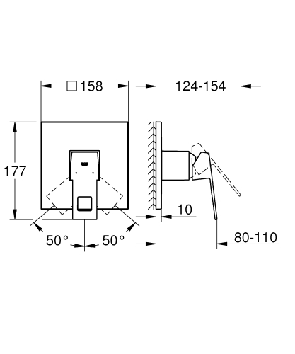 GROHE Eurocube egykaros falsík alatti zuhanycsaptelep, supersteel 24061DC0