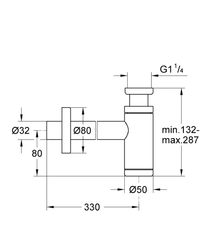 Grohe mosdószifon, hard graphite 28912A00